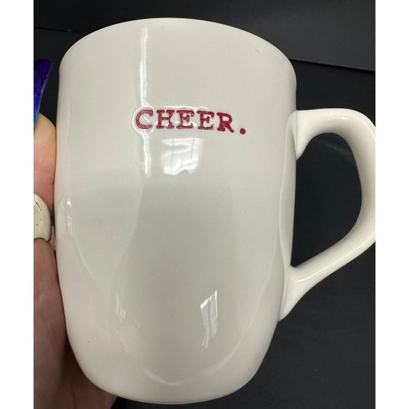 RAE DUNN CHEER White Coffee Mug Typewriter Font Red Interior 20 oz Christmas - Picture 7 of 7